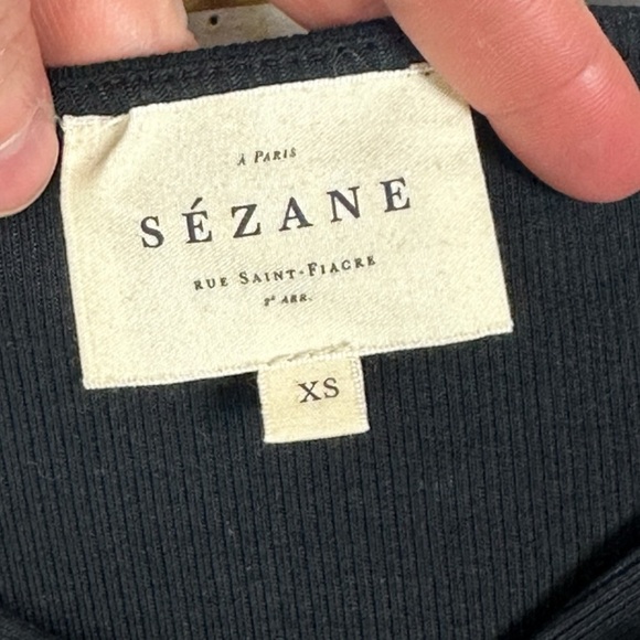 Sezane Coraline Dress Black Size XS Minimalist French Sweetheart V-Neck Bodycon - Picture 5 of 12
